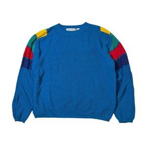 70s Ocean Pacific OP Blue Rainbow Knit Sweater Men's XL